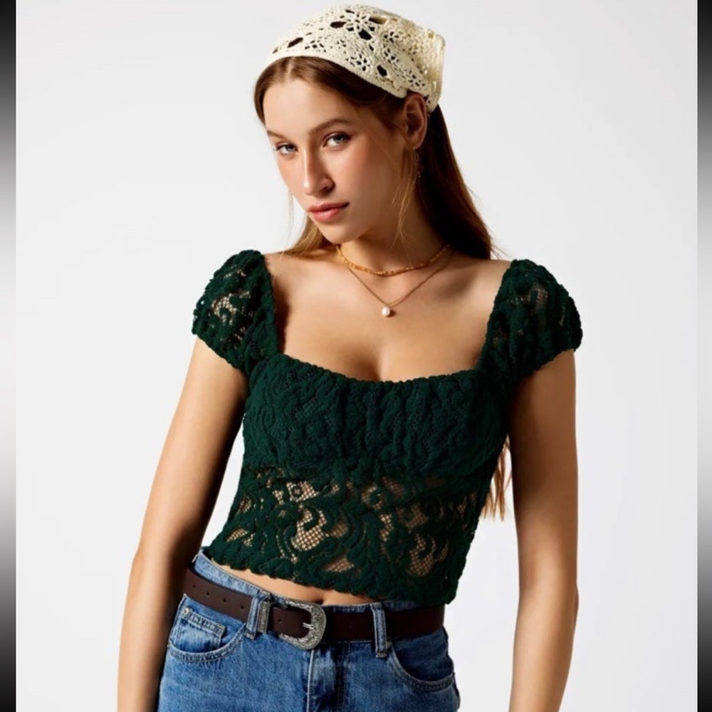 Green lace Crop top from CIDER